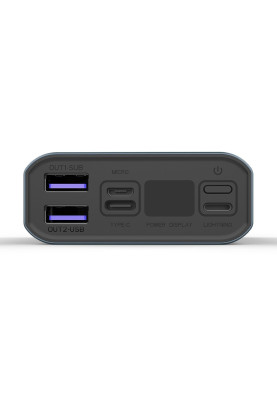 Універсальна мобільна батарея 20000 mAh, ColorWay, Grey, 22.5 Вт, 1xType-C (PD3.0) / 2xUSB (QC4.0), цифровий LED дисплей (CW-PB200LPH3GR-PDD)