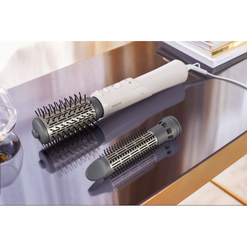 Фен-щітка Philips BHA710/00, White, 1000W, 3 режими, 2 швидкості, функція іонізації, турмалінове покриття, щітка з висувною щетиною 30 мм, щітка 50 мм, кришка для насадки 50 мм