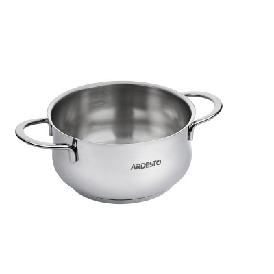 Каструля Ardesto BLACK MARS AR0718S Steel, 1.8л, діаметр 16см, нержавіюча сталь, кришка скляна, підходить для використання з усіма типами плит
