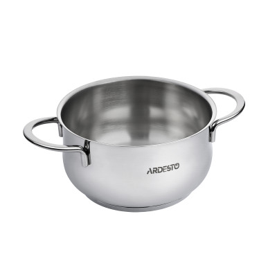 Каструля Ardesto BLACK MARS AR0723S Steel, 2.3л, діаметр 18см, нержавіюча сталь, кришка скляна, підходить для використання з усіма типами плит