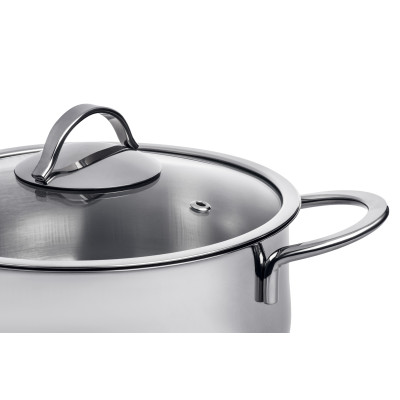 Каструля Ardesto BLACK MARS AR0723S Steel, 2.3л, діаметр 18см, нержавіюча сталь, кришка скляна, підходить для використання з усіма типами плит