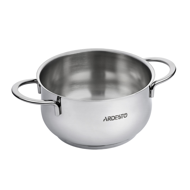 Каструля Ardesto BLACK MARS AR0743S Steel, 4.3л, діаметр 22см, нержавіюча сталь, кришка скляна, підходить для використання з усіма типами плит