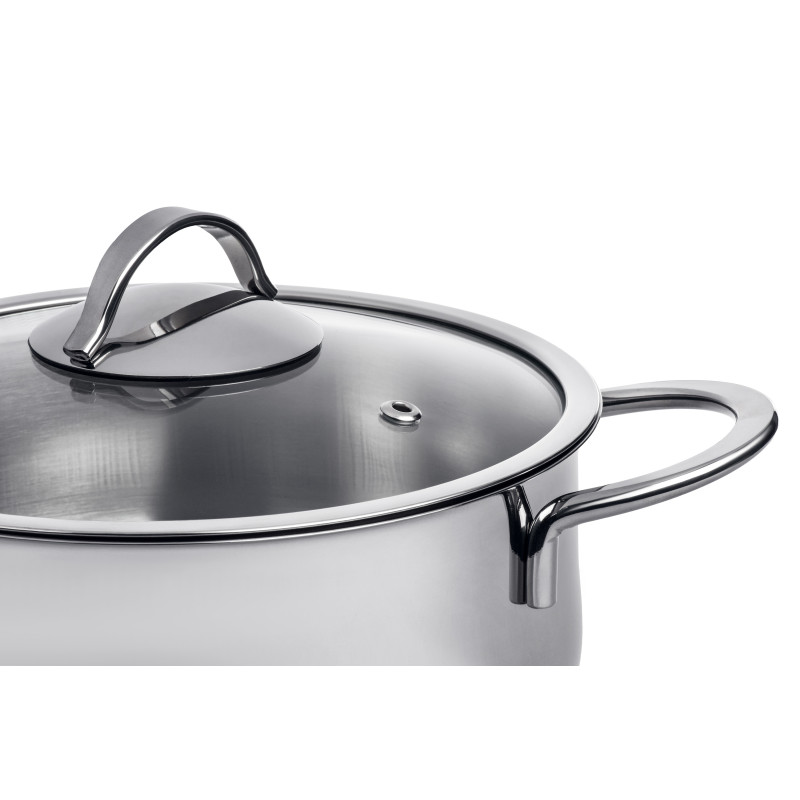Каструля Ardesto BLACK MARS AR0743S Steel, 4.3л, діаметр 22см, нержавіюча сталь, кришка скляна, підходить для використання з усіма типами плит