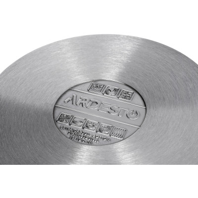Каструля Ardesto BLACK MARS AR0743S Steel, 4.3л, діаметр 22см, нержавіюча сталь, кришка скляна, підходить для використання з усіма типами плит