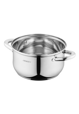 Каструля Ardesto Gemini Gourmet AR1932GSS Steel, 3.2л, діаметр 20см, нержавіюча сталь, кришка в комплекті, підходить для використання з усіма типами плит, мірна шкала