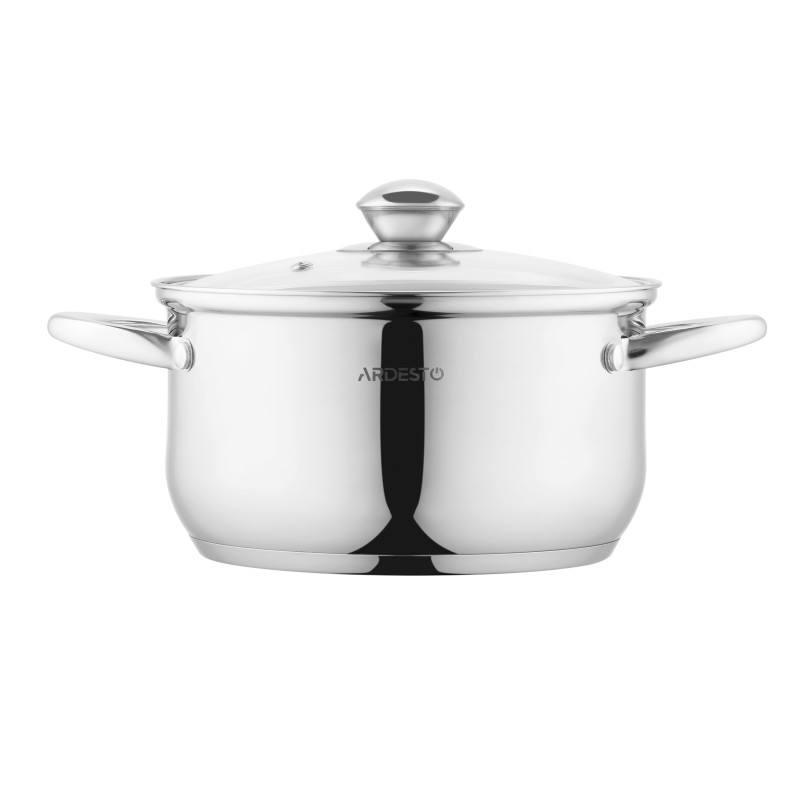 Каструля Ardesto Gemini Gourmet AR1932GSS Steel, 3.2л, діаметр 20см, нержавіюча сталь, кришка в комплекті, підходить для використання з усіма типами плит, мірна шкала