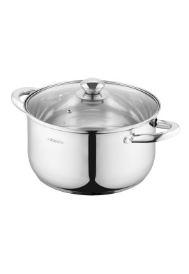 Каструля Ardesto Gemini Gourmet AR1958GSS Steel, 5.8л, діаметр 24см, нержавіюча сталь, кришка в комплекті, підходить для використання з усіма типами плит, мірна шкала