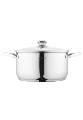 Каструля Ardesto Gemini Gourmet AR1958GSS Steel, 5.8л, діаметр 24см, нержавіюча сталь, кришка в комплекті, підходить для використання з усіма типами плит, мірна шкала