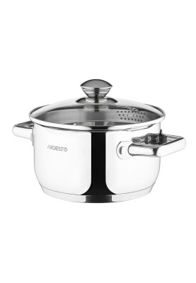 Каструля Ardesto Gemini Lecco AR2825CS Steel, 2.5л, діаметр 18см, зливний носик, нержавіюча сталь, кришка в комплекті, підходить для використання з усіма типами плит, мірна шкала