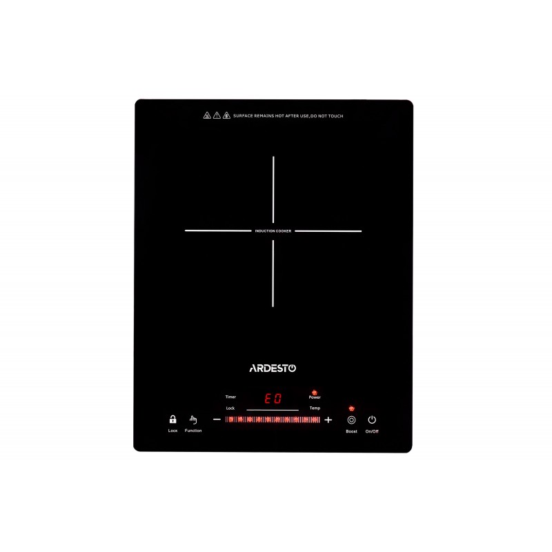 Настільна плита Ardesto ICS-B118, Black, 1800W, індукційна, сенсорне керування, 1 конфорка, загартоване скло, дисплей, таймер, 31x7x60 см