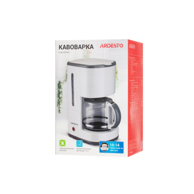 Кавоварка Ardesto FCM-D17WG, White, 1080W, крапельна, резервуар 1.5 л