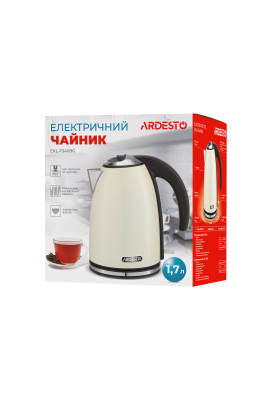 Електрочайник Ardesto EKL-F340BG, Beige, 2200 Вт, 1.7 л, дисковий, індикатор роботи, корпус пластик/метал, захист від перегріву та автоматичне відключення при відсутності води