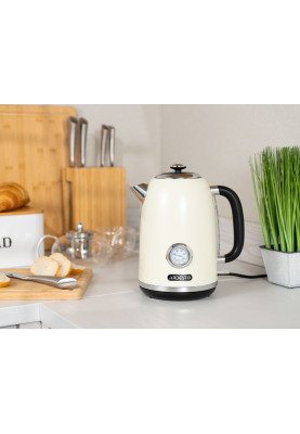 Електрочайник Ardesto EKL-F410BG, Beige, 2200 Вт, 1.8 л, дисковий, індикатор роботи, корпус нержавіюча сталь, захист від перегріву та автоматичне відключення при відсутності води