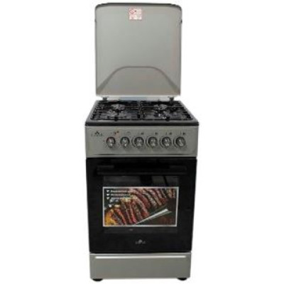 Плита комбінована Castle CPG-50B, Black/Grey, поворотні перемикачі, 4 газові конфорки, автопідпал інтегрований, решітка металева емальована, електрична духовка з подвійним склом, конвекція, підсвітка, два тени, металева кришка, 50x60x86.5см