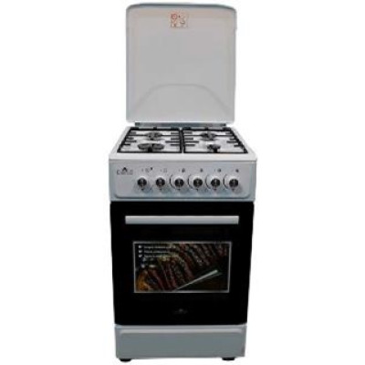 Плита комбінована Castle CPG-50W, White, поворотні перемикачі, 4 газові конфорки, автопідпал інтегрований, решітка металева емальована, електрична духовка з подвійним склом, конвекція, підсвітка, два тени, металева кришка, 50x60x86.5см