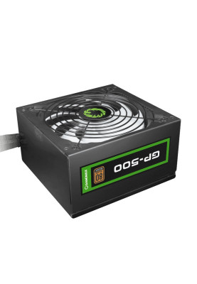 Блок живлення 500 Вт, GameMax GP-500, Black, 80+ Bronze, Active PFC, 14 см, 2xMolex / 4xSATA / 1x6+2-pin / 1x4+4-pin / 1x20+4-pin, захист OVP / UVP / SIP / OCP / OLP / OPP / SCP