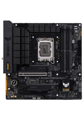 Материнська плата LGA1700, Asus TUF GAMING B760M-PLUS WIFI D4, B760, 4xDDR4, Int.Video(CPU), 4xSATA3, 2xM.2, 1xPCI-E 16x 5.0, 1xPCI-E 16x 4.0, 1xPCI-E 1x 4.0, Realtek 7.1, Realtek 2.5Gb, WiFi 6, Bluetooth 5.2, 8xUSB3.2/4xUSB2.0, HDMI/DP, MicroATX