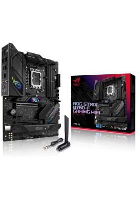 Материнська плата LGA1700, Asus ROG STRIX B760-F GAMING WIFI, B760, 4xDDR5, Int.Video(CPU), 4xSATA3, 3xM.2, 1xPCI-E 16x 5.0, 1xPCI-E 16x 3.0, 1xPCI-E 1x 3.0, ALC4080, Intel 2.5Gb, WiFi 6, Bluetooth 5.3, 10xUSB3.2/2xUSB2.0, HDMI/DP, ATX