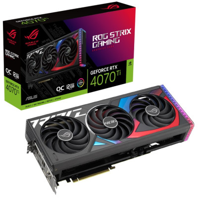 Відеокарта GeForce RTX 4070 Ti, Asus, ROG GAMING OC, 12Gb GDDR6X, 192-bit, 2xHDMI/3xDP, 2790/21000 MHz, 16-pin (ROG-STRIX-RTX4070TI-O12G-GAMING)