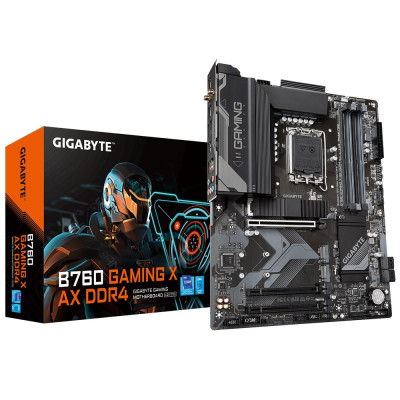 Материнська плата LGA1700, Gigabyte B760 GAMING X AX DDR4, B760, 4xDDR4, Int.Video(CPU), 4xSATA3, 3xM.2, 1xPCI-E 16x 4.0, 2xPCI-E 16x 3.0, Realtek 7.1, RTL8125BG, WiFi6, Bluetooth 5.2, 6xUSB3.2/9xUSB2.0, HDMI/DP, ATX