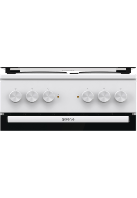 Плита електрична Gorenje GE5A21WH, White, варильна поверхня з духовкою, поворотні перемикачі, 4 електричні конфорки, об'єм духовки 68 л, гриль, 85x50x59.4 см