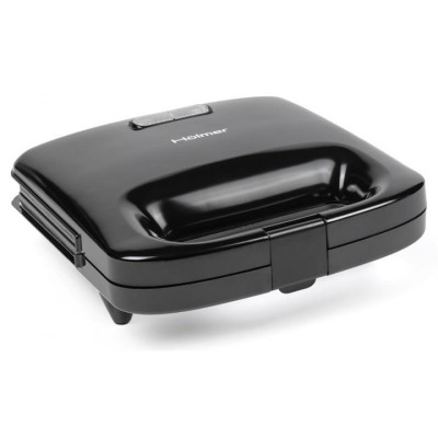Мультимейкер Holmer HCG-14SM, Black, 800 Вт, 4 панелі: сендвічі; гриль; віденські вафлі; печиво "горішки", розмір панелей 21,6х12см, захист від перегріву, індикатор нагріву