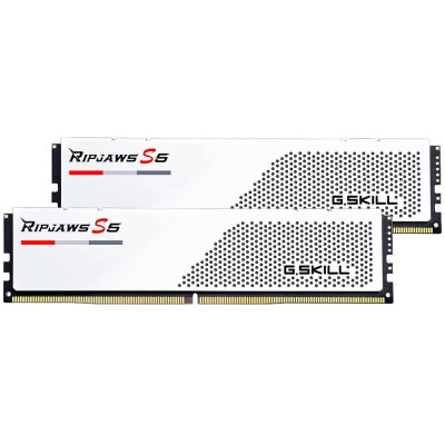 Пам'ять 16Gb x 2 (32Gb Kit) DDR5, 5200 MHz, G.Skill Ripjaws S5, White, 36-36-36-83, 1.2V, з радіатором (F5-5200J3636C16GX2-RS5W)