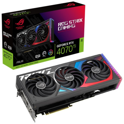 Відеокарта GeForce RTX 4070 Ti, Asus, ROG GAMING, 12Gb GDDR6X, 192-bit, 2xHDMI/3xDP, 2640/21000 MHz, 16-pin (ROG-STRIX-RTX4070TI-12G-GAMING)
