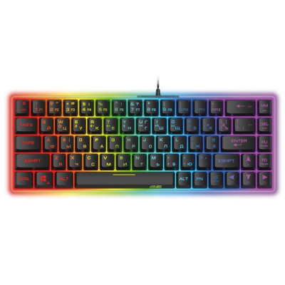 Клавіатура 2E KG345 GAMING, Transparent, USB, мембранна, RGB підсвічування, компактна (68 кнопок), 1.8 м (2E-KG345TR)