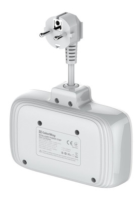 Фільтр мережевий 0.025 м, СolorWay, White, 2xРозетки 220V, 3xUSB, 1xType-C, 10A, до 2.5 кВт, USB Auto ID, QC3.0, PD (CW-CHE24PDW)