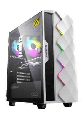 Корпус GameMax Diamond COC White, без БЖ, Mid Tower, EATX / ATX / Micro ATX / Mini ITX, 1хUSB 3.0, 1хUSB 2.0, 1x120 мм ARGB, 1xCOC Turbo Fan, 421х210х460 мм, 0.5 мм, 4.4 кг