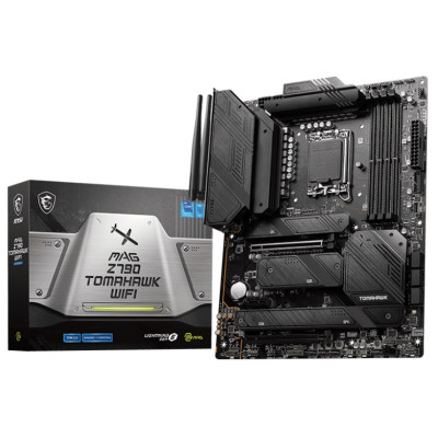 Материнська плата LGA1700, MSI MAG Z790 TOMAHAWK WIFI, Z790, 4xDDR5, Int.Video(CPU), 7xSATA3, 4xM.2, 1xPCI-E 16x 5.0, 1xPCI-E 16x 4.0, 1xPCI-E 1x 3.0, ALC4080, I225V, WiFi 6, Bluetooth 5.2, 13xUSB3.2/4xUSB2.0, HDMI/DP, ATX