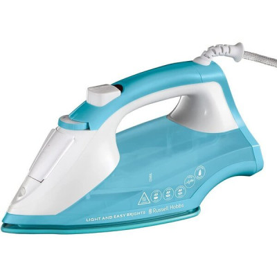 Праска Russell Hobbs Light & Easy 26482-56 Aquamarine, 2400W, керамічна кольорова підошва, з вкрапленням кондиціонеру для білизни, що пом’якшує тканини під час прасування, резервуар для води 240мл, паровий удар 115г/хв, звужений носик