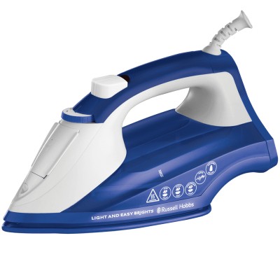 Праска Russell Hobbs Light & Easy 26483-56 Blue, 2400W, керамічна кольорова підошва, з вкрапленням кондиціонеру для білизни, що пом’якшує тканини під час прасування, резервуар для води 240мл, паровий удар 115г/хв, звужений носик