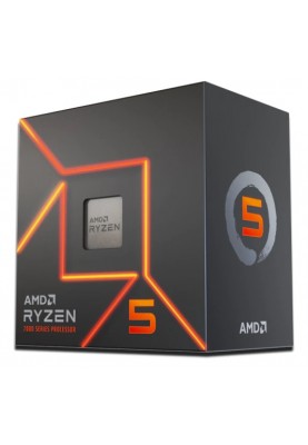 Процесор AMD (AM5) Ryzen 5 7600, Box, 6x3.8 GHz (Turbo Boost 5.1 GHz), Radeon Graphics, L3 32Mb, Zen 4, 5 nm, TDP 65W, розблокований множник, кулер Wraith Stealth (100-100001015BOX)
