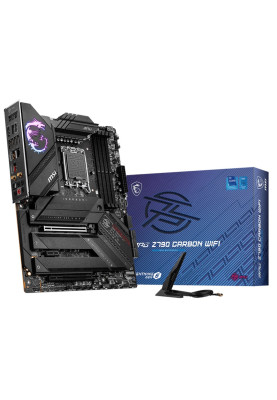 Материнська плата LGA1700, MSI MPG Z790 CARBON WIFI, Z790, 4xDDR5, Int.Video(CPU), 6xSATA3, 5xM.2, 1xPCI-E 16x 5.0, 1xPCI-E 16x 4.0, 1xPCI-E 1x 3.0, ALC4080, I225V, WiFi 6, Bluetooth 5.2, 13xUSB3.2/4xUSB2.0, HDMI, ATX
