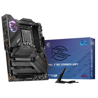 Материнська плата LGA1700, MSI MPG Z790 CARBON WIFI, Z790, 4xDDR5, Int.Video(CPU), 6xSATA3, 5xM.2, 1xPCI-E 16x 5.0, 1xPCI-E 16x 4.0, 1xPCI-E 1x 3.0, ALC4080, I225V, WiFi 6, Bluetooth 5.2, 13xUSB3.2/4xUSB2.0, HDMI, ATX