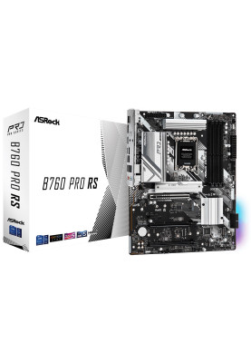 Материнська плата LGA1700, ASRock B760 Pro RS, B760, 4xDDR5, Int.Video(CPU), 4xSATA3, 3xM.2, 1xPCI-E 16x 5.0, 1xPCI-E 16x 4.0, 1x. 0, 1xM.2 (Key E), ALC897, RTL8125BG, 9xUSB3.2/4xUSB2.0, HDMI/DP/Type-C, CrossFire, ATX