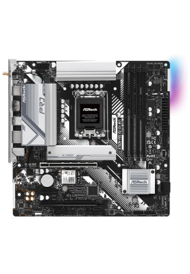 Материнська плата LGA1700, ASRock B760M Pro RS/D4 WiFi, B760, 4xDDR4, Int.Video(CPU), 4xSATA3, 2xM.2, 2xPCI-E 16x 4.0, 1xPCI-E 1x 4.0, ALC897, RTL8125BG, WiFi 6, Bluetooth 5.3, 7xUSB3.2/6xUSB2.0, HDMI/DP, CrossFire, MicroATX