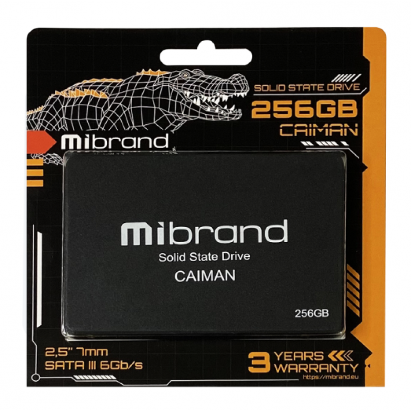 Твердотільний накопичувач SSD 256Gb, Mibrand Caiman, SATA3, 2.5", 3D TLC, 550/460 МБ/с (MI2.5SSD/CA256GBST)