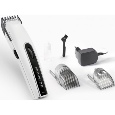 Машинка для стрижки Rowenta TN1400F1, White, живлення мережа/акумулятор, 2 насадки, 18 позицій установки довжини (1-30мм), індикатор зарядки