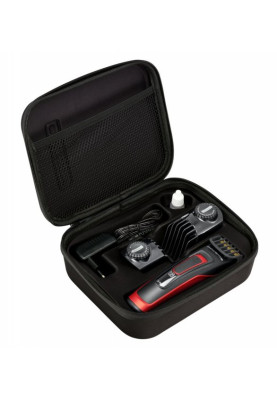 Машинка для стрижки Rowenta TN5221F4, Gray/Red, живлення мережа/акумулятор, 2 швидкості, турбо-режим, 3 насадки, 29 позицій установки довжини (0.5-30мм), індикатор зарядки, швидка зарядка, чохол