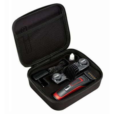Машинка для стрижки Rowenta TN5221F4, Gray/Red, живлення мережа/акумулятор, 2 швидкості, турбо-режим, 3 насадки, 29 позицій установки довжини (0.5-30мм), індикатор зарядки, швидка зарядка, чохол