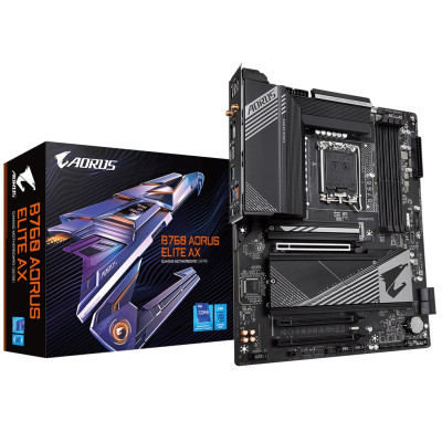 Материнська плата LGA1700, Gigabyte B760 AORUS ELITE AX, B760, 4xDDR5, Int.Video(CPU), 4xSATA3, 3xM.2, 1xPCI-E 16x 4.0, 2xPCI-E 16x 3.0, Realtek 7.1, RTL8125BG, WiFi6, Bluetooth 5.2, 8xUSB3.2/8xUSB2.0, HDMI/DP, ATX