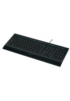 Клавіатура Logitech K280e, Black, USB, вологозахищений корпус, вбудована підставка для зап'ясть, 1.8 м (920-005217)