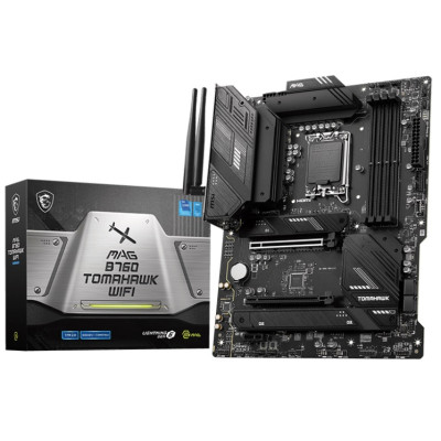 Материнська плата LGA1700, MSI MAG B760 TOMAHAWK WIFI, B760, 4xDDR5, Int.Video(CPU), 4xSATA3, 3xM.2, 1xPCI-E 16x 5.0, 1xPCI-E 16x 3.0, 1xPCI-E 1x 4.0, ALC897, 2.5Gbps, WiFi6, Bluetooth 5.3, 8xUSB3.2/8xUSB2.0, HDMI/DP, ATX