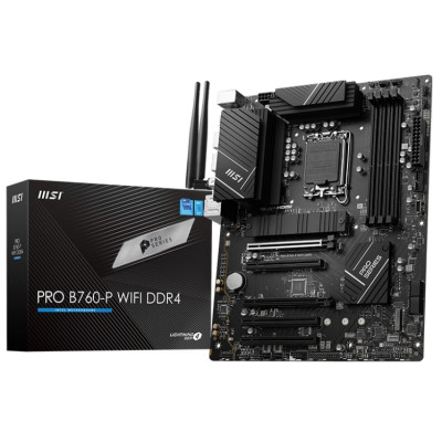 Материнська плата LGA1700, MSI PRO B760-P WIFI DDR4, B760, 4xDDR4, Int.Video(CPU), 4xSATA3, 2xM.2, 2xPCI-E 16x 4.0, 3xPCI-E 16x 3.0, ALC897, RTL8125BG, WiFi6, Bluetooth 5.3, 6xUSB3.2/8xUSB2.0, HDMI/DP, ATX