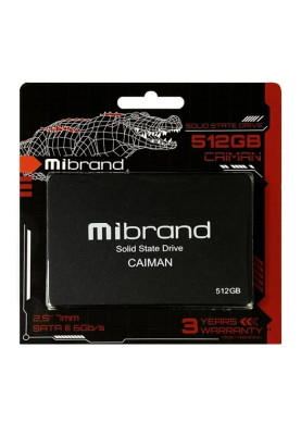 Твердотільний накопичувач 512Gb, Mibrand Caiman, SATA3, 2.5", 3D TLC, 550/460 MB/s (MI2.5SSD/CA512GBST)