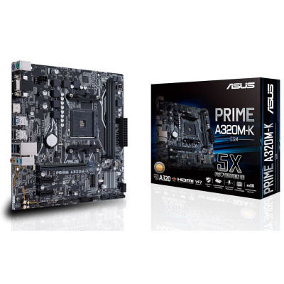 Мат.плата AM4 (A320) Asus PRIME A320M-K/CSM, A320, 2xDDR4, Int.Video(CPU), 4xSATA3, 1xM.2, 1xPCI-E 16x 3.0, 2xPCI-E 1x 2.0, ALC887, RTL8111H, 4xUSB3.1/2xUSB3.0/6xUSB2.0, VGA/HDMI, MicroATX