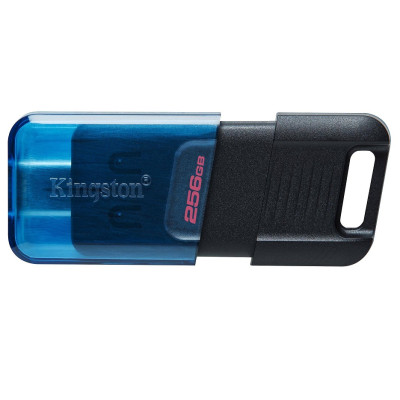 Флеш накопичувач USB 256Gb Kingston DataTraveler 80 M, Black/Blue, Type-C 3.2 Gen 1, до 200 МБ/с (DT80M/256GB)